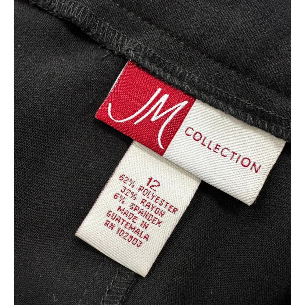 JM Collection Side Zipper 12 Polyester Rayon Spandex Knee Length Black Skirt - Picture 2 of 9